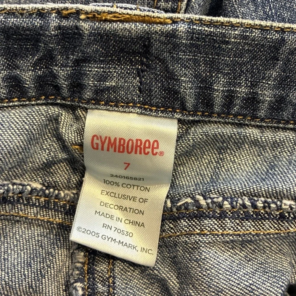 Vintage Gymboree Embroidered Denim Skirt Youth Size 7 Floral Animal‎